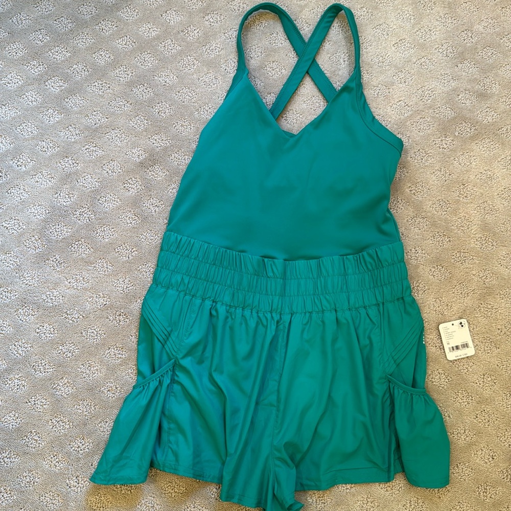 Free People sport green romper size medium NWT